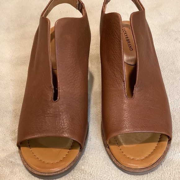 Lucky Brand Brown LK-RHAZY Lena Open Toe Sling Back, Size US 8.5, UK 6.5, EU 39 - Picture 3 of 10